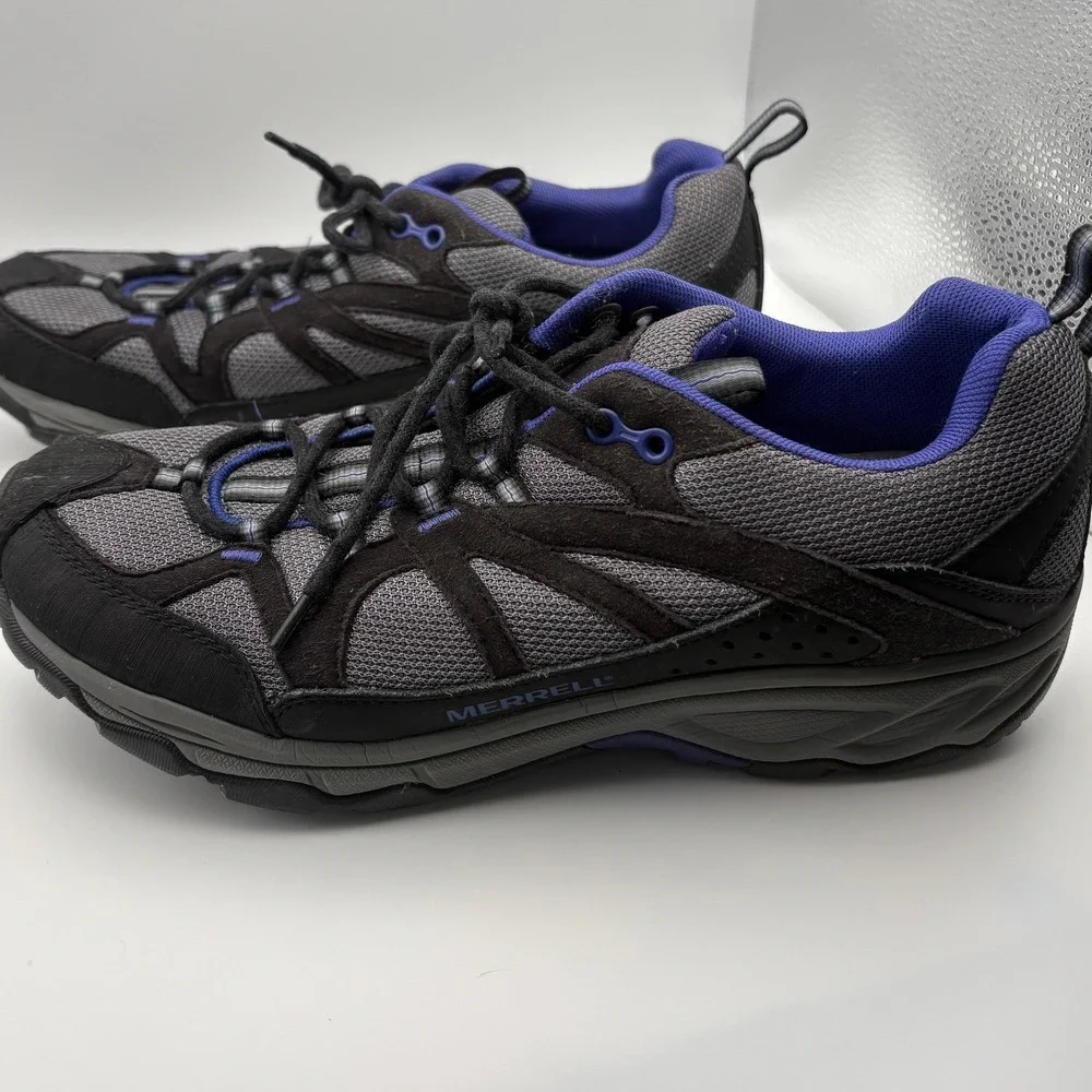 Merrell Womens J55684 Hiking Shoes Black Grey Purple Low Top Trail Sneakers 10